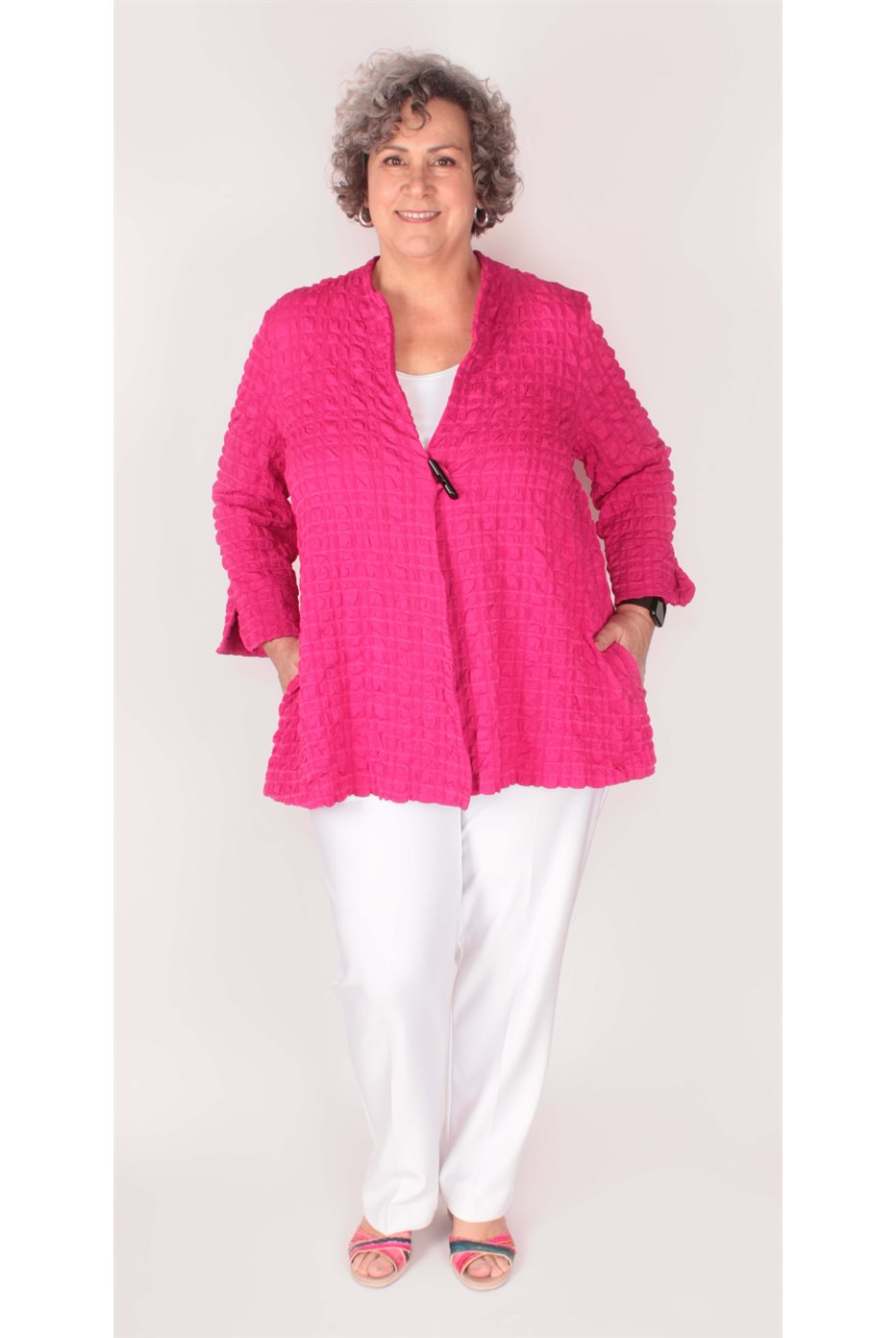 Blouson trapèze en jacquard à bulles Géranium